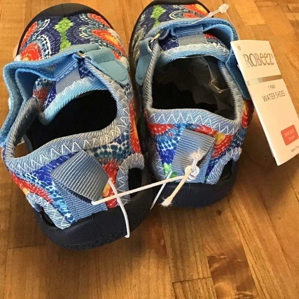 Robeez Spiral Tie Dye Slip Resistant Neoprene, Water, Pool Play Shoes Toddler 10